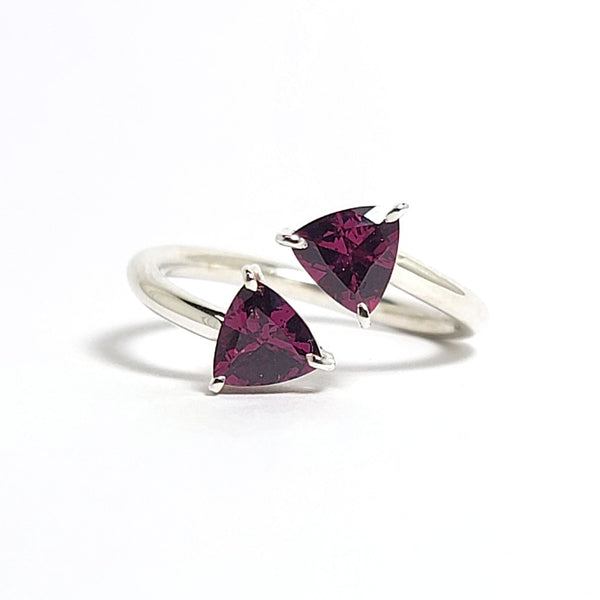 Trillion Rhodolite Ring in Sterling Silver