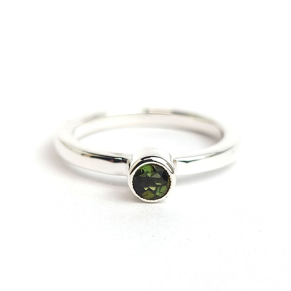 Bezel Sterling Silver Ring - Tourmaline