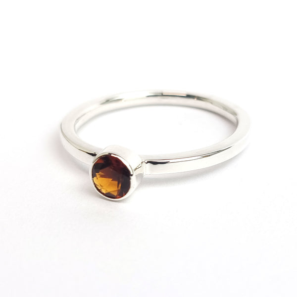 Bezel Sterling Silver Ring - Fire Citrine