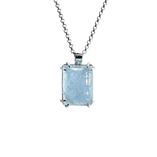 Solitaire Aquamarine Cabochon Silver