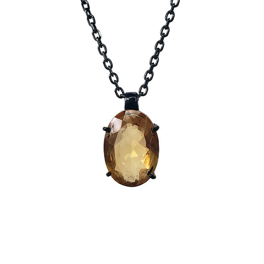 Solitaire Citrine Oxidized Silver