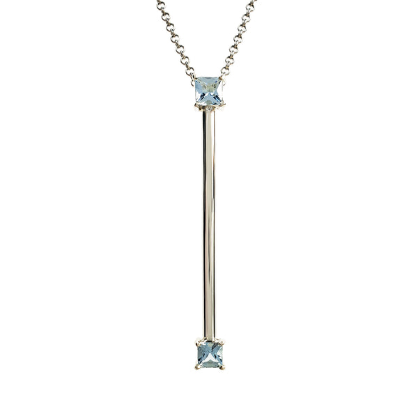 Silver Twins Square Aquamarine